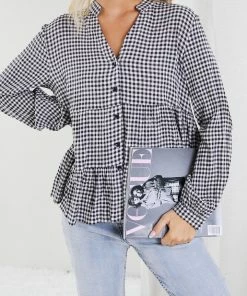 Miracle Fashion Harnette Top - Black Gingham CLOTHING