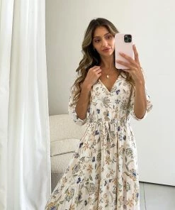 Miracle Fashion Casual Dresses Howie Dress - Beige Print