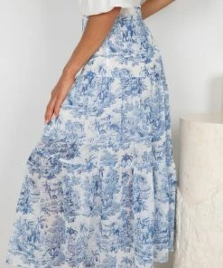 YH & Co (Chloe Yip) Hydie Skirt - Blue Floral CLOTHING 9 YH & Co (Chloe Yip) Hydie Skirt - Blue Floral CLOTHING