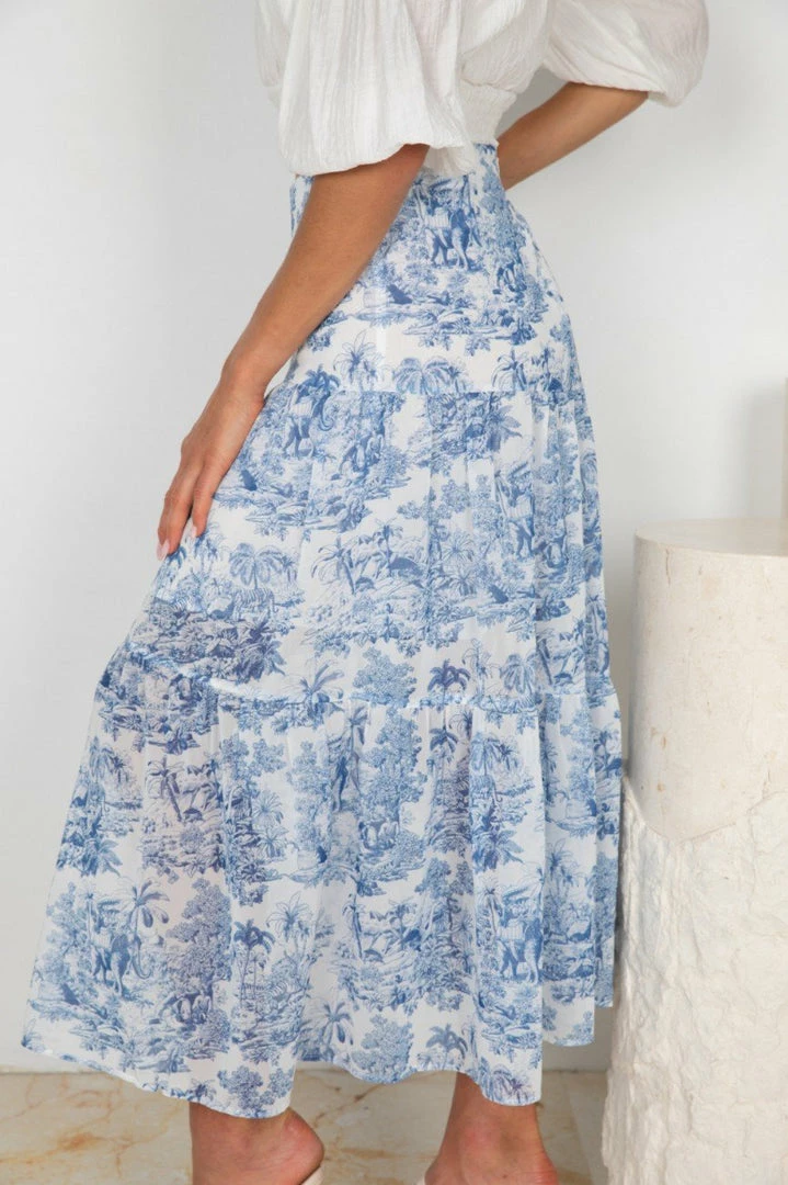 YH & Co (Chloe Yip) Hydie Skirt - Blue Floral CLOTHING 5 YH & Co (Chloe Yip) Hydie Skirt - Blue Floral CLOTHING