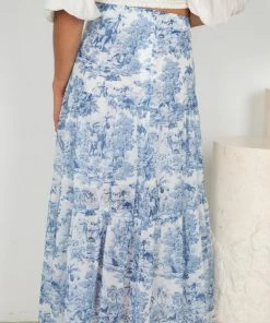 YH & Co (Chloe Yip) Hydie Skirt - Blue Floral CLOTHING