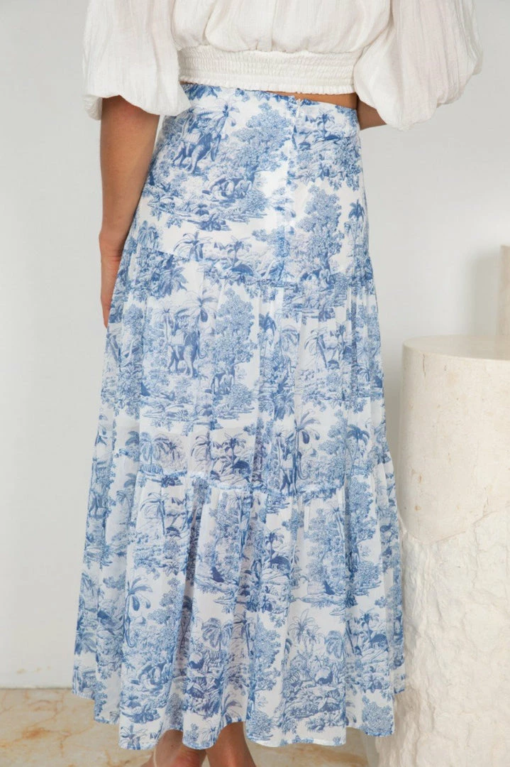 YH & Co (Chloe Yip) Hydie Skirt - Blue Floral CLOTHING 4 YH & Co (Chloe Yip) Hydie Skirt - Blue Floral CLOTHING