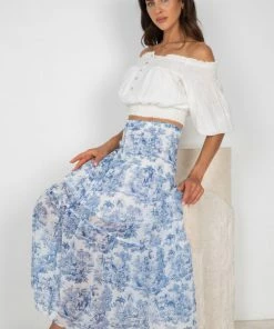 YH & Co (Chloe Yip) Hydie Skirt - Blue Floral CLOTHING