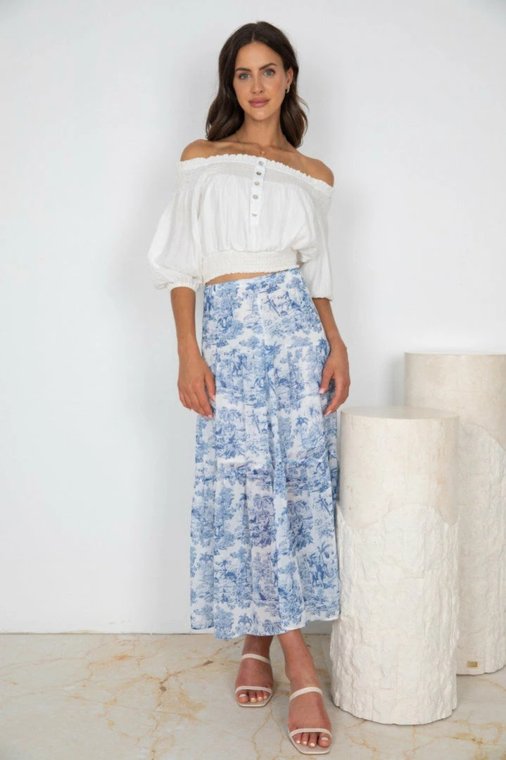 YH & Co (Chloe Yip) Hydie Skirt - Blue Floral CLOTHING 6 YH & Co (Chloe Yip) Hydie Skirt - Blue Floral CLOTHING