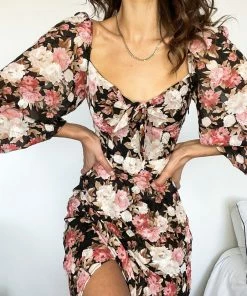 Wild Ginger DRESSES Rhonda Dress - Black Floral