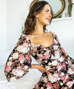 Wild Ginger DRESSES Rhonda Dress - Black Floral