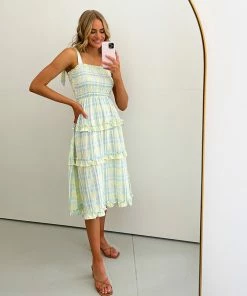 Desire London Dress - Light Yellow Print