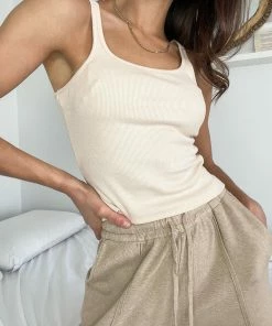 Qtrend Fashion PTY LTD Yolonda Singlet - Beige CLOTHING 11 Qtrend Fashion PTY LTD Yolonda Singlet - Beige CLOTHING