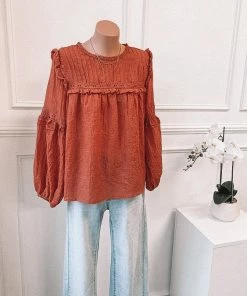 Rock Denim CLOTHING Honduras Top - Dark Rust