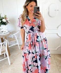 Ebby And I Given Dress - Orange Floral DRESSES