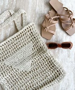 Angel Whisper Raffia Beach Tote Bag - Natural