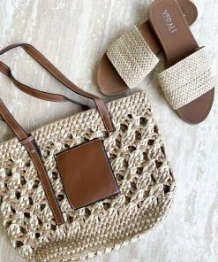 Angel Whisper ACCESSORIES Como Woven Straw Tote Bag - Tan