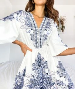 CSA (Lorraine Designs) Kayleigh Dress - Blue Print DRESSES