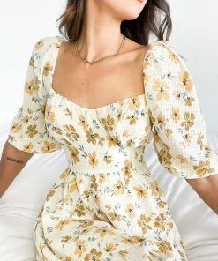 Pink Diamond Bonita Dress - Beige Floral DRESSES