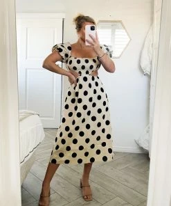 Reverse DRESSES Evangeline Dress - Beige Spot 14 Reverse DRESSES Evangeline Dress - Beige Spot