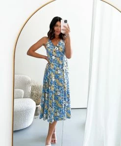 Evermore Fashion Jacquelina Dress - Blue Floral DRESSES