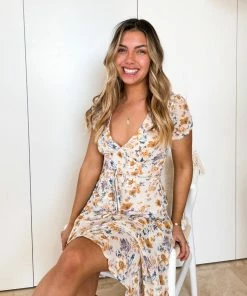 Evermore Fashion DRESSES Halia Dress - Beige Floral