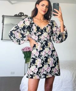 Paper Heart Claire Dress - Black Floral DRESSES 8 Paper Heart Claire Dress - Black Floral DRESSES