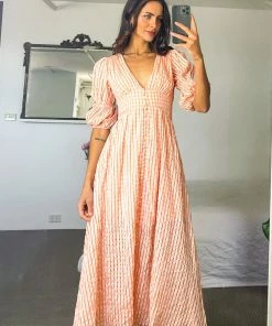 Wild Ginger Charis Dress - Peach Print DRESSES