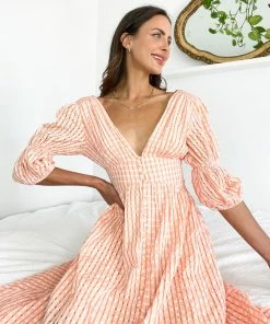 Wild Ginger Charis Dress - Peach Print DRESSES