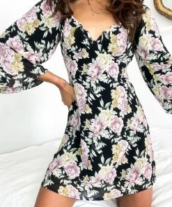 Paper Heart Claire Dress - Black Floral DRESSES 9 Paper Heart Claire Dress - Black Floral DRESSES