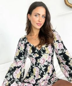 Paper Heart Claire Dress - Black Floral DRESSES