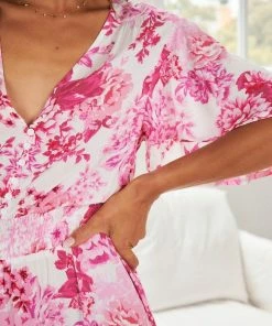 Global Fashion House Idoya Dress - Pink Floral DRESSES