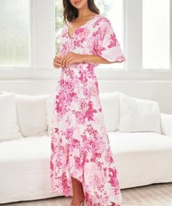 Global Fashion House Idoya Dress - Pink Floral DRESSES