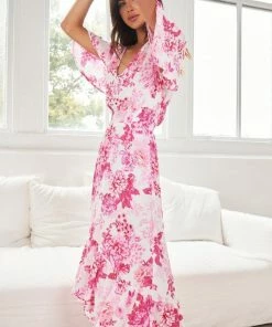 Global Fashion House Idoya Dress - Pink Floral DRESSES