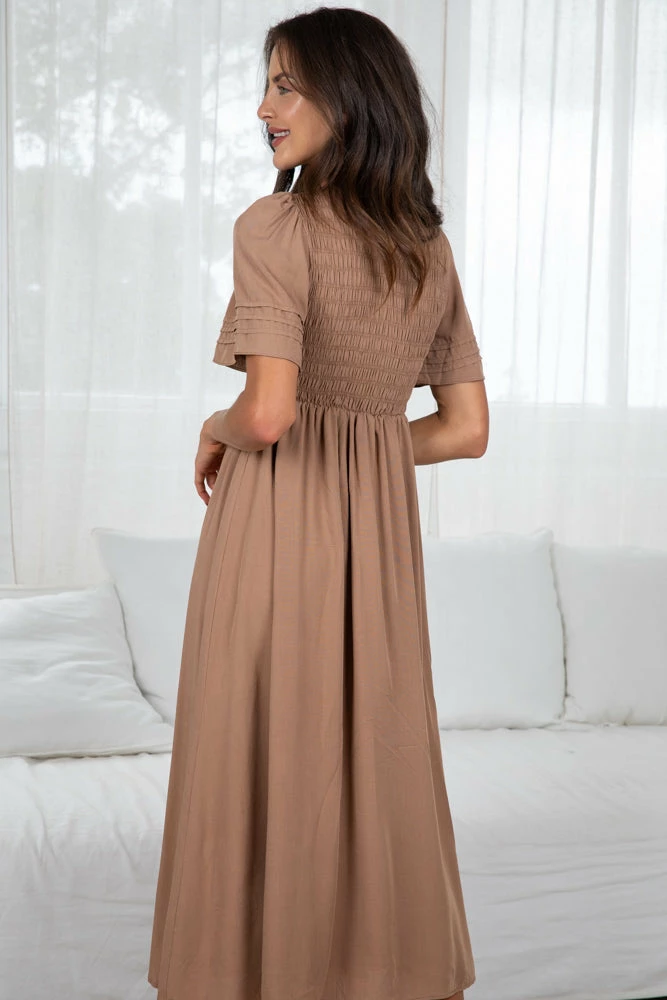 Qtrend Fashion PTY LTD Iolana Dress - Tan 4 Qtrend Fashion PTY LTD Iolana Dress - Tan