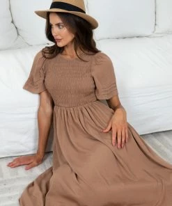 Qtrend Fashion PTY LTD Iolana Dress - Tan 13 Qtrend Fashion PTY LTD Iolana Dress - Tan
