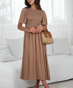 Qtrend Fashion PTY LTD Iolana Dress - Tan 12 Qtrend Fashion PTY LTD Iolana Dress - Tan