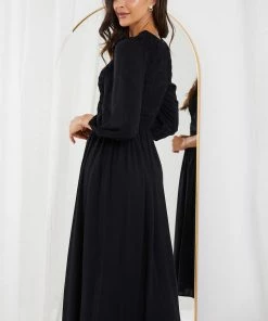 Qtrend Fashion PTY LTD Cocktail Dresses Iolana Long Sleeve Dress - Black 10 Qtrend Fashion PTY LTD Cocktail Dresses Iolana Long Sleeve Dress - Black