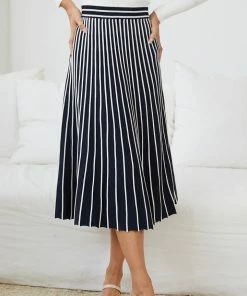 Spicy Sugar Itzel Knit Skirt - Navy Stripe CLOTHING