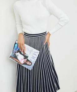 Spicy Sugar Itzel Knit Skirt - Navy Stripe CLOTHING