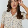 Oscar St Ivy Top - Beige Print CLOTHING