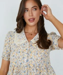 Oscar St Ivy Top - Beige Print CLOTHING