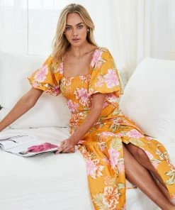 Qtrend Fashion PTY LTD Jayla Top - Orange Floral CLOTHING