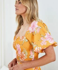 Qtrend Fashion PTY LTD Jayla Top - Orange Floral CLOTHING