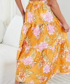 Qtrend Fashion PTY LTD Jayma Skirt - Orange Floral CLOTHING