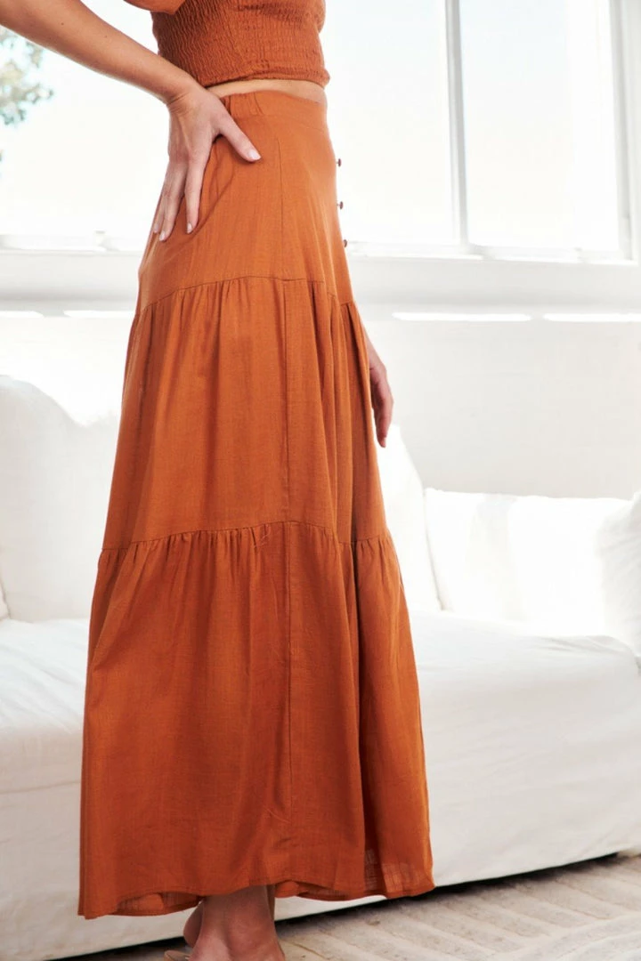 Qtrend Fashion PTY LTD CLOTHING Jayma Skirt - Rust 8 Qtrend Fashion PTY LTD CLOTHING Jayma Skirt - Rust