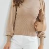 Sunny Girl Jericha Knit Top - Latte CLOTHING