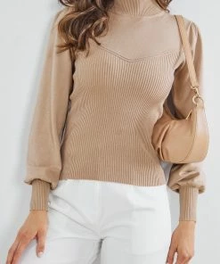 Sunny Girl Jericha Knit Top - Latte CLOTHING