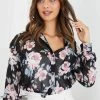 Miracle Fashion CLOTHING Jezzibele Shirt - Black Floral