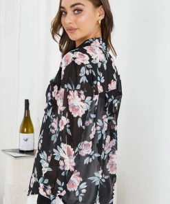 Miracle Fashion CLOTHING Jezzibele Shirt - Black Floral