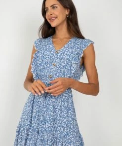 HQ Fashion DRESSES Jimena Dress - Blue Print