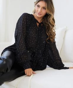 Spicy Sugar Jimesh Blouse - Black Spot CLOTHING 14 Spicy Sugar Jimesh Blouse - Black Spot CLOTHING