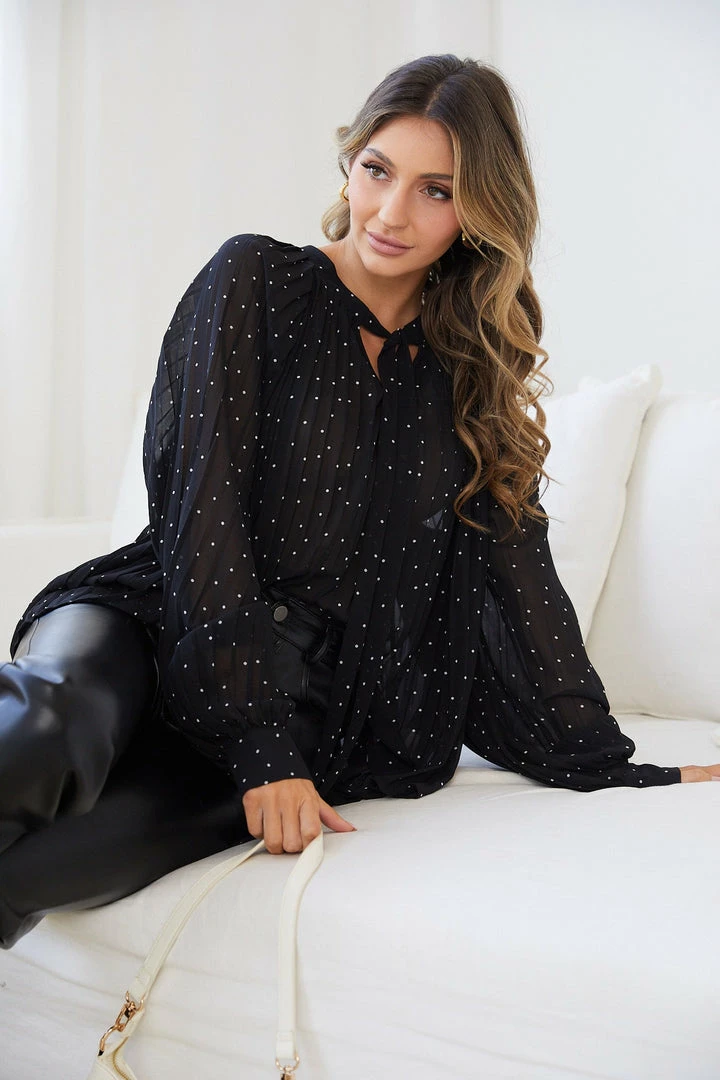 Spicy Sugar Jimesh Blouse - Black Spot CLOTHING 8 Spicy Sugar Jimesh Blouse - Black Spot CLOTHING