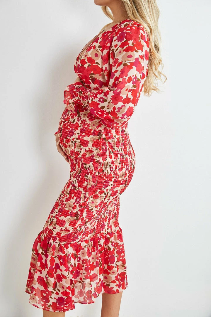 Wild Ginger Midi Dresses Juanita Dress - Beige Floral 4 Wild Ginger Midi Dresses Juanita Dress - Beige Floral