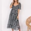 Qtrend Fashion PTY LTD DRESSES Odetta Dress - Black Gingham